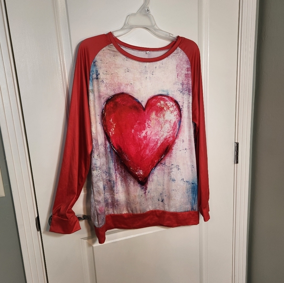 Red Heart Long Sleeve Top - Picture 3 of 8
